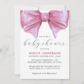 Girly Roze Waterverf Bow Baby shower Kaart (Voorkant)