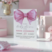 Girly Roze Waterverf Bow Baby shower Kaart