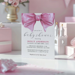 Girly Roze Waterverf Bow Baby shower Kaart