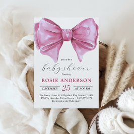 Girly Roze Waterverf Bow Baby shower Kaart