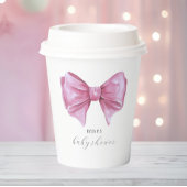 Girly Roze Waterverf Bow Baby shower Papieren Bekers