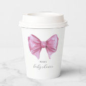 Girly Roze Waterverf Bow Baby shower Papieren Bekers (Achterkant)