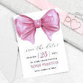 Girly Roze Waterverf Bow Baby shower Save The Date