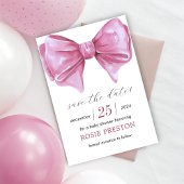 Girly Roze Waterverf Bow Baby shower Save The Date