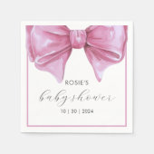 Girly Roze Waterverf Bow Baby shower Servet (Voorkant)