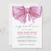 Girly Roze Waterverf Bow Baby shower Sip and See Kaart (Voorkant)