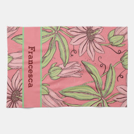 Girly roze Waterverf geperste bloemen patroonnaam Theedoek