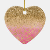 Girly Roze Waterverf Gouden Glitter Leopard Print Keramisch Ornament (Achterkant)