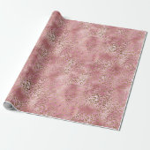 Girly roze Waterverf gouden luipaard print Cadeaupapier (Uitgerold)