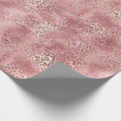 Girly roze Waterverf gouden luipaard print Cadeaupapier (Hoek)
