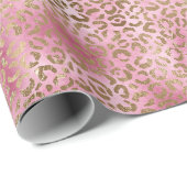 Girly roze Waterverf gouden luipaard print Cadeaupapier (Rol Hoek)