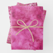 Girly Roze Waterverf Gouden Stippen Glitter Inpakpapier Vel (In situ)