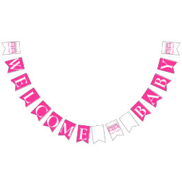 GIRLY ROZE "Welcome Baby" BABY SHOWER Vlaggetjes