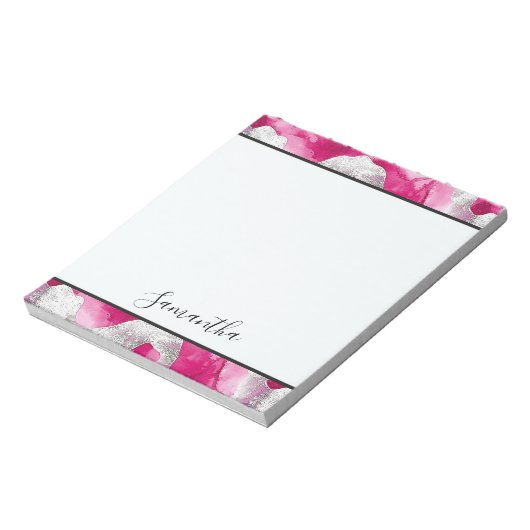 Girly Roze Wit Abstract Notitieblok (Linkerzijde)