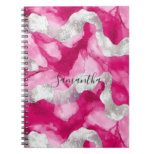Girly Roze Wit Abstract Notitieboek (Voorkant)