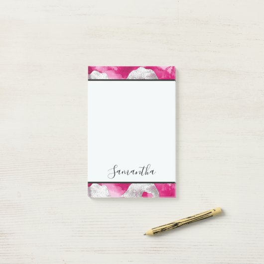 Girly Roze Wit Abstract Post-it® Notes (Op bureau)