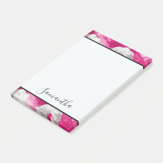 Girly Roze Wit Abstract Post-it® Notes (Schuin)