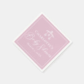 Girly Roze Wit Chic Minimalistisch Baby shower Servet (Hoek)