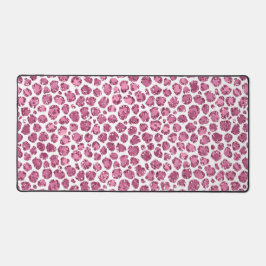 Girly Roze Wit Glam Glitter Luipaard Print Bureaumat