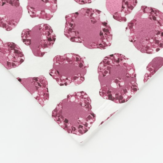 Girly Roze Wit Glam Glitter Luipaard Print Fleece Deken (Hoek)