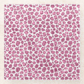 Girly Roze Wit Glam Glitter Luipaard Print Glazen Onderzetter (Voorkant)