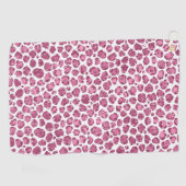 Girly Roze Wit Glam Glitter Luipaard Print Golfhanddoek (Horizontaal)