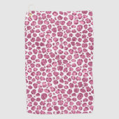 Girly Roze Wit Glam Glitter Luipaard Print Golfhanddoek (Voorkant)