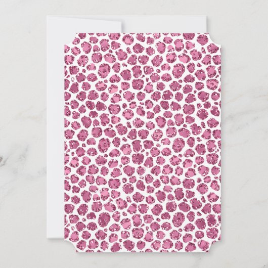 Girly Roze Wit Glam Glitter Luipaard Print Kaart (Achterkant)