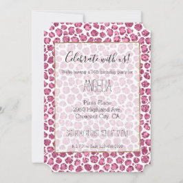 Girly Roze Wit Glam Glitter Luipaard Print Kaart