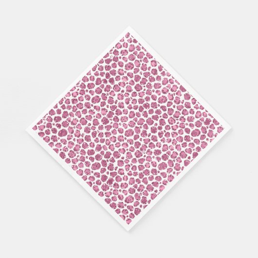 Girly Roze Wit Glam Glitter Luipaard Print Servet (Hoek)