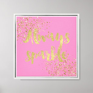 Girly Roze Wit Goud Confetti Sparkle Canvas Afdruk