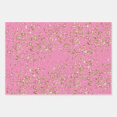 Girly Roze Wit Goud Confetti Sparkle Inpakpapier Vel (Voorkant 2)