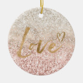 Girly Roze Wit Goud Glitz Glitter Liefde Keramisch Ornament (Voorkant)