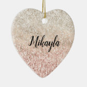 Girly Roze Wit Goud Glitz Glitter Naam Keramisch Ornament (Rechts)