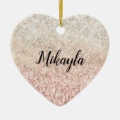 Girly Roze Wit Goud Glitz Glitter Naam Keramisch Ornament (Voorkant)