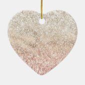 Girly Roze Wit Goud Glitz Glitter Naam Keramisch Ornament (Achterkant)