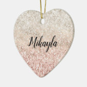 Girly Roze Wit Goud Glitz Glitter Naam Keramisch Ornament (Links)