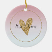 Girly roze wit ombre goud glitter hart keramisch ornament (Voorkant)