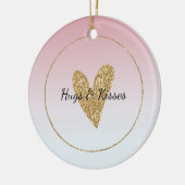 Girly roze wit ombre goud glitter hart keramisch ornament (Links)