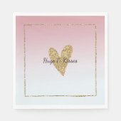 Girly roze wit ombre goud glitter hart servet (Voorkant)