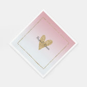 Girly roze wit ombre goud glitter hart servet (Hoek)
