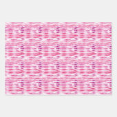 Girly roze wit zwart strepen inpakpapier vel (Voorkant 3)