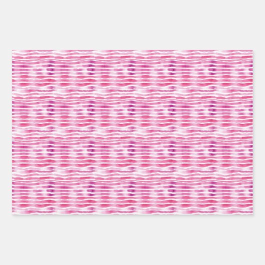 Girly roze wit zwart strepen inpakpapier vel (Voorkant 3)