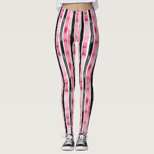 Girly roze wit zwart strepen leggings
