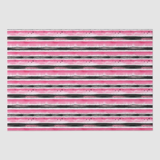 Girly roze wit zwart strepen tissuepapier (Voorkant)