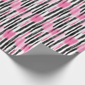 Girly Roze Wit Zwart Zebra Strepen Cadeaupapier (Hoek)