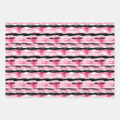 Girly Roze Wit Zwart Zebra Strepen Inpakpapier Vel (Voorkant 3)