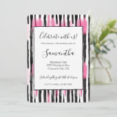 Girly Roze Wit Zwart Zebra Strepen Kaart (Staand voorkant)