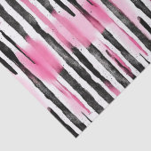 Girly Roze Wit Zwart Zebra Strepen Tissuepapier (Detail)