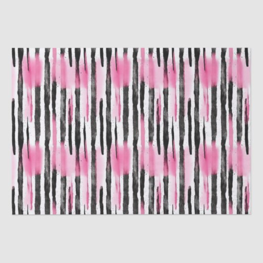 Girly Roze Wit Zwart Zebra Strepen Tissuepapier (Voorkant)